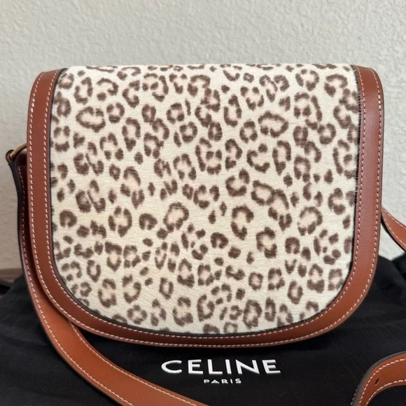 Celine Clea Limited Edition Leopard Print Pony Hair Calfskin Crossbody Bag - Picture 6 of 10